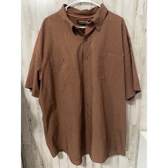 Ridgecut Toughwear Shirt Mens 2XL Brown Short Sleeve Double Pockets Vented Work - Picture 1 of 10